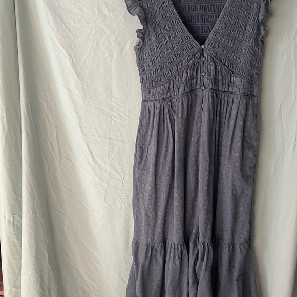 ANTHROPOLOGIE Peregrine Cotton Midi dress Blue Gray L 12 14 - Picture 5 of 15